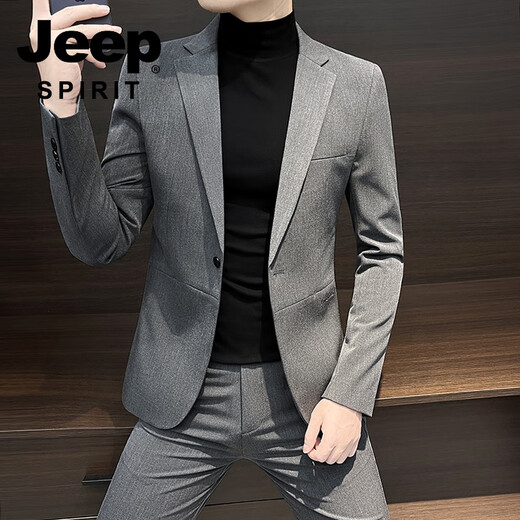 JEEP SPIRIT suit suit casual men's small suit jacket autumn and winter 2025 new business sense handsome slim Korean style casual dark gray single suit M recommended 100Jin Jin equal to within 0.5 kg