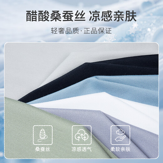 MONTAGUT summer men's Polo shirt short-sleeved with mulberry silk cloud feel breathable casual T-shirt for young and middle-aged people beige gray 2XL/54