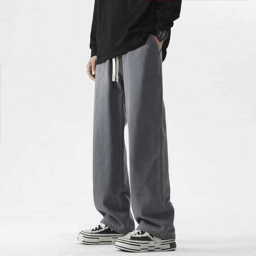 FOG SKY casual pants men spring and summer loose comfortable pendant casual versatile trousers multi-color simple straight work pants men 718-K628 black 3XL (recommended 175-190Jin [Jin equals 0.5 kg])