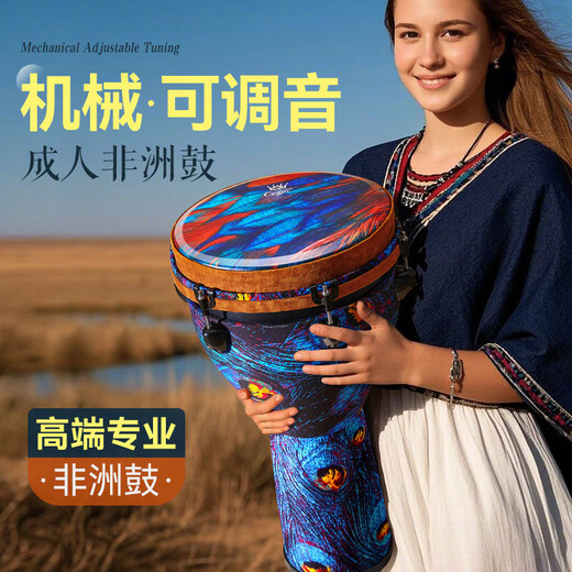 前谷（CEGA）非洲鼓可调音大12大10专业演奏级进阶手拍鼓高端打击鼓户外乐器 【可调音】大10-热火【背带+手铃】
