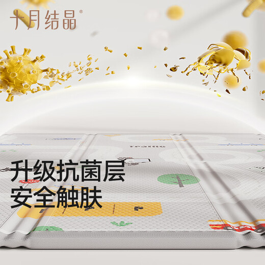 十月结晶宝宝爬行垫双面折叠加厚婴儿家用爬爬垫防滑垫XPE 回字纹（180*200*1.5cm）赠收纳袋