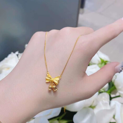 The fugitive princess bow necklace gold pendant bow gift for wife and girlfriend 520 Valentine's Day gift Lily of the Valley bow necklace
