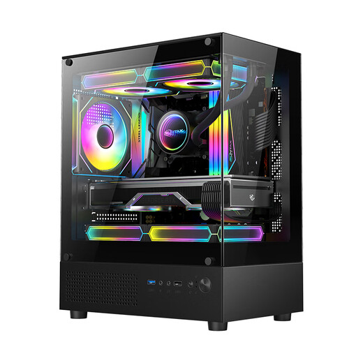 SUMTAX Xuanwu MINI gaming computer desktop main box vertical air duct air cooling/M-ATX motherboard/240 water cooling/270 sea view room/4090 graphics card new model-Xuanwu MINI-black USB2.0 acrylic side view
