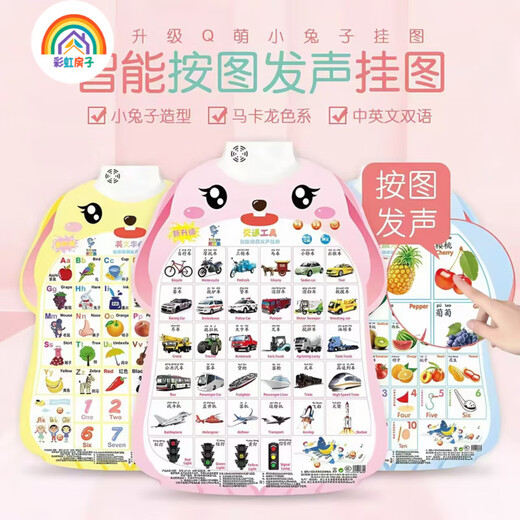 Rainbow House Pinyin Audio Wandmalerei kognitive frühe Bildungsstimme Kinderstimme Baby betrachtet Bilder Alphabetisierung Wandaufkleber QD 1 Foto hat 1 Foto mit Audio [Erkennen Sie Menschen]