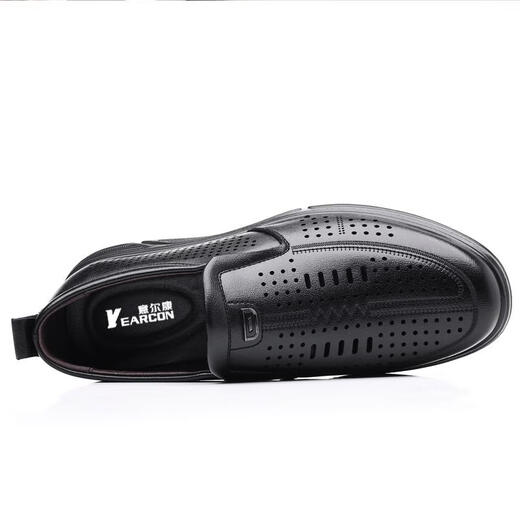 YRC Yierkang Men's Shoes 2025 Summer Nuevos zapatos de agujero transpirable SOMPLE SUBLADO SOMBRE HOLL-EDE MEDIA SHATES NEGRO-17152- Estilo hueco 41