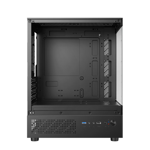 EVESKY 玄武MINI 无立柱海景房机箱 M-ATX主板/270°广角玻璃侧透 240水冷游戏电脑主机箱 支持4090显卡 玄武MINI-黑色+3个暮光炫彩风扇