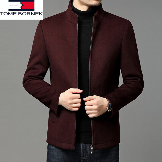 Tommy Hee Kelly Authentic Men's Stand-up Collar Woolen Short Business Casual Otoño e Invierno Red Wool Chaqueta Blue oscuro 170