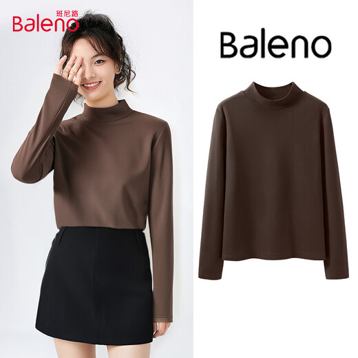 Baleno half turtleneck brushed thin velvet slim fit bottoming shirt for women 2025 autumn and winter new skin-friendly, comfortable and warm inner top