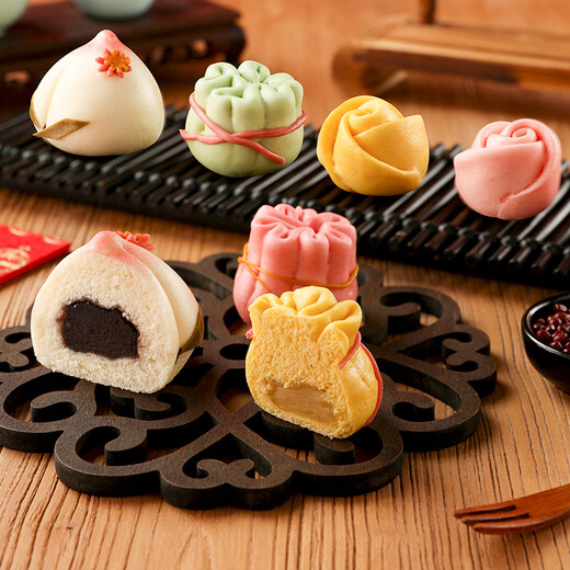 Imperial Tea Kitchen Style Noodle, Longevity Peach Blossom Bun 1.25kg Steamed buns, desserts, flower cake gift box, birthday cake gift