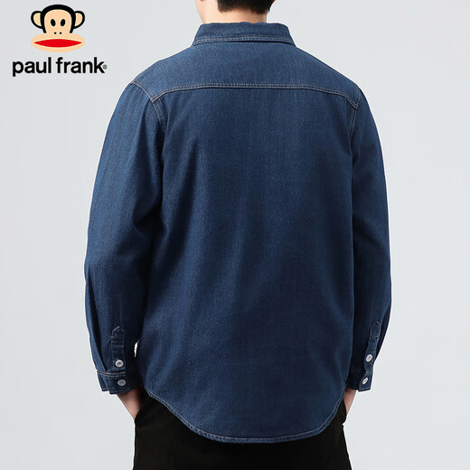 Paul Frank long-sleeved shirt men's spring and autumn casual denim shirt men's jacket men's trendy top men's dark blue L