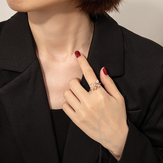 QUAMER old phoenix color gold index finger flower ring female Internet celebrity personality Korean version rose gold opening adjustable rose gold opening adjustable