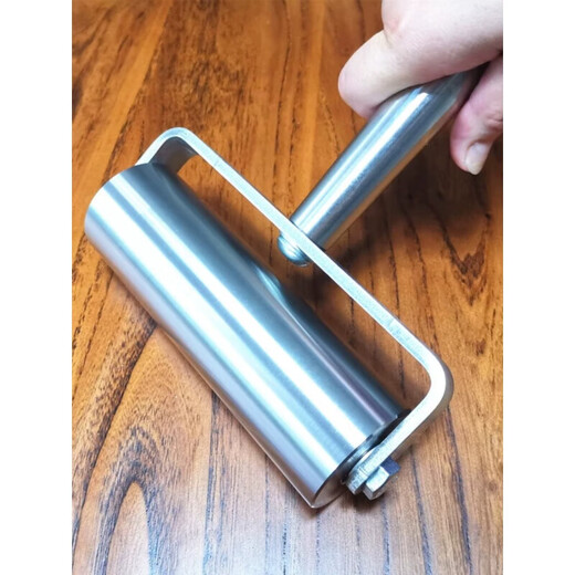 XMSJ Roule de presse en acier inoxydable Double roulement à rouleau solide Rouleau étanche en cuir en cuir en cuir en fer à rouleau d'autocollant autocollère d'échappement 5 cm Roue de presse en acier inoxydable (environ 695 grammes de poignée métallique D4