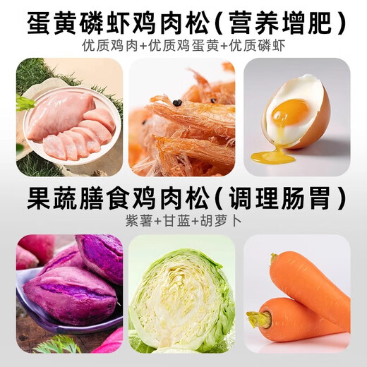 HELLOLEIBOO Laiben cat meat floss cat snack nutrition weight gain pet freeze-dried chicken breast egg yolk mixed rice snack canned egg yolk krill chicken floss 60g/1 can