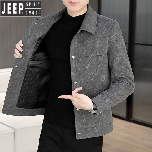 Jeep Spirit Jacket Herren neuer Reversbriefbrief Hemd 2025 Frühlings- und Herbst-Arbeitskleidung mittleren und jungen Jacke Top 826 Khaki 90-110jin [Jin gleich 0,5 kg] m