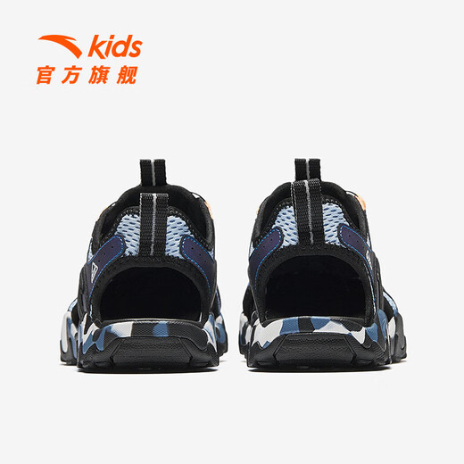 ANTA Children's Sandals Men's Big Children's Shoes 2025 Autumn New Arrival Knob Buckle Outdoor Baotou Anti-Slip Beach Shoes Dusty Blue/Black 6942-1 33