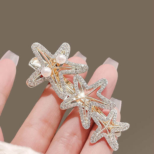 Seestarfish Imitation Perlen Haarclip für Frauen im Frühlings- und Sommer-Bang Clip Side-Strass Haarklammern mit einem Zeilenclip gebrochenes Haar Clip kurzes Haarstärke Stil One eins
