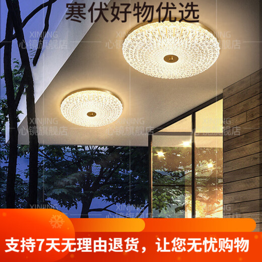 OUOETY心镜全铜户外吸顶灯别墅入户门顶灯简约过道露台阳台灯防水庭 X38 X3895-400/圆形