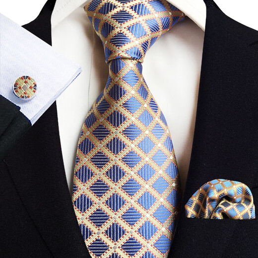 Hengyuanxiang tie men's dress 3 piece set formal wear business wedding groom bow tie square scarf cufflink cashew flower wine red gold high-end TZ-E14