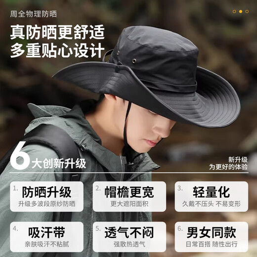 Ousen sun protection hat men sun protection fisherman hat women summer outdoor big hat brim mountaineering tour fishing hiking two camping hats