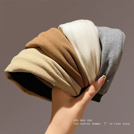 Other brands autumn and winter retro fashion high-end space cotton wide-brimmed headband simple temperament Internet celebrity face wash headband off-white 1 pack
