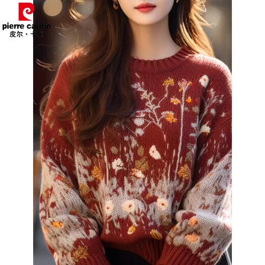 Pierre Cardin Retro Retro haut de gamme rouge de gamme pour les femmes 2025 Automne et hiver Nouveau petit pull en casse-tête Top 3523 Modèle de mise à niveau rouge M [Jin suggéré [Jin est égal à 0,5 kg] -110jin [Jin est égal à 0,5 kg]]]