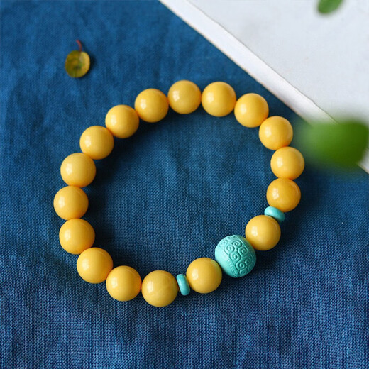 Chi Pan beeswax amber bracelet turquoise accessories old honey chicken oil yellow single circle women's bracelet elegant simple jewelry accessories beeswax bracelet beads about 8mm
