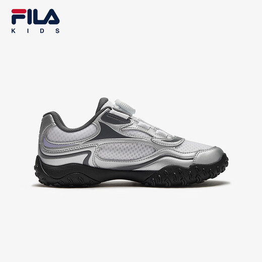FILA Fila pebble shoes children's running shoes 2025 summer new sports shoes thin sole mid-large children's ballet shoes Fila white/space silver-AWS 35 inner length 22.0cm