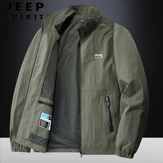 Jeep Spirit2025 Neue Frühlings- und Herbst-Herren-Gelegenheitsjacke mit mittleren und jungen Stehkragen Jacke Lose großer Jugend-Top schwarz 2xl