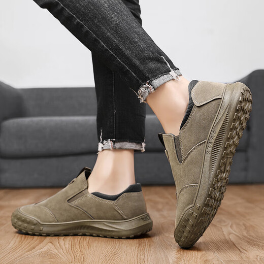 Huilijun 2025 summer footwear men's shoes for work at construction site men's labor insurance sports waterproof non-slip wear-resistant work shoes khaki 42