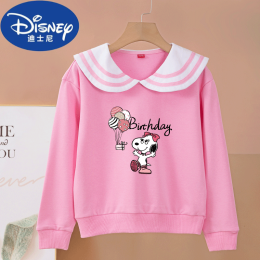 Disney Brand Children's Clothing for Girls and Children's Fashionable Spring 2025 Sweinshirt Swintershirt Spring y Autumn Pure Algody Army Navy Navy Top [Pure Cotton] Collar azul marino-White-S795 140 cm Recomendado 52-62Jin [Jin equivale a 0.5 kg]