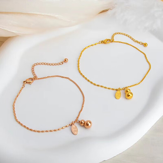 Yage Lucky Gold Gourd Anklet for Women 18K Gold Internet Celebrity Ins High-Quality Temperament Simple Versatile Light Luxury Design Foot Accessories Trendy Gold