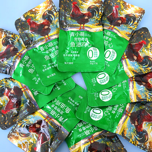 Baichanqing Xiao Meng Fish Oil Chicken Hearts Cat Pet Snacks for Dogs and Cats Nutritional Wet Food for Adult and Young Cats and Dogs 20 bags* Fish Oil Chicken Hearts 30g/bag