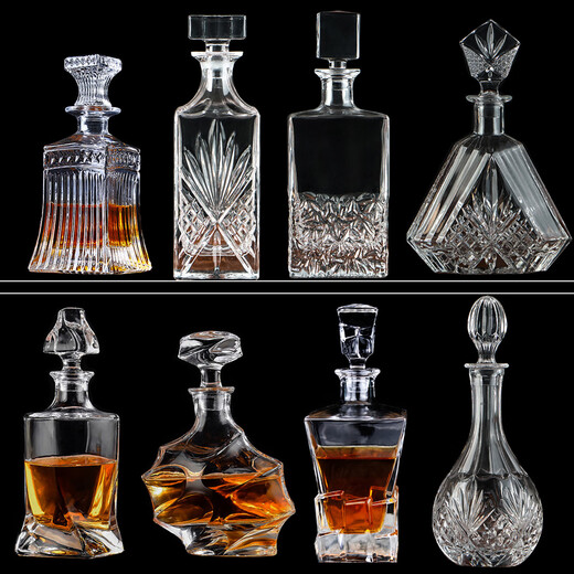 New popular glass whiskey bottle, bottle, bottle, cup set 800ml 12163 round plug (
