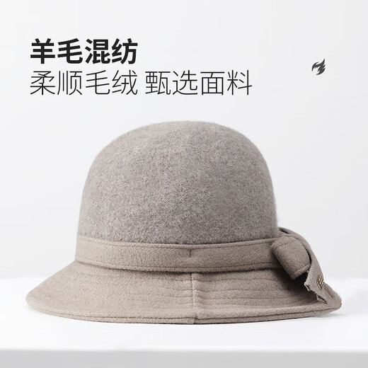 Hengyuanxiang middle-aged and elderly women's autumn and winter elegant temperament hat for mother's birthday gift, coffee color