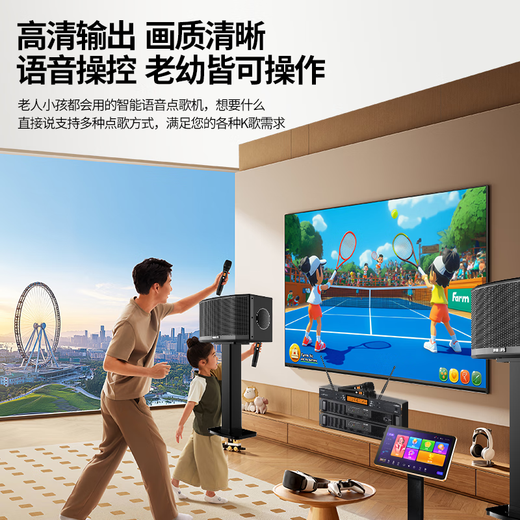 飞利浦【国家补贴】家庭ktv音响套装唱歌全套设备 卡拉ok点歌机功放音箱组合 家用客厅唱歌K歌设备 【含低音炮】10吋2.1至尊版套装 图片色