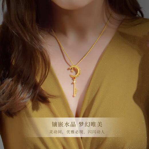 COASZE gold key pendant scepter Xingyue 999 pure gold pearl pure gold necklace pendant style Xingyue scepter