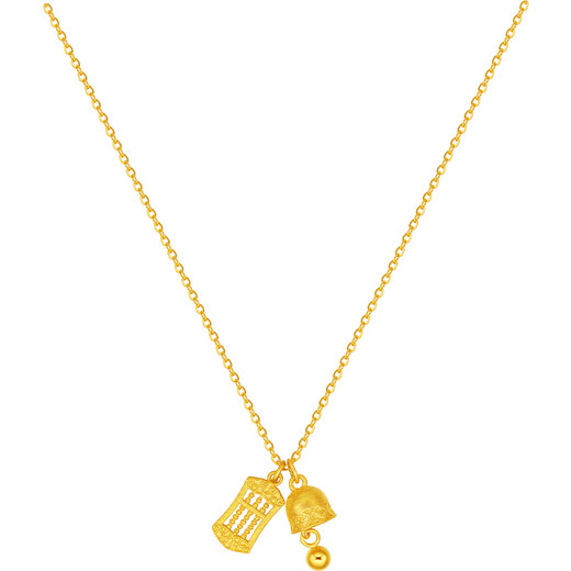 Saturday blessing and peace bell abacus gold necklace women's gold pendant birthday gift price A0615183 about 3.46g