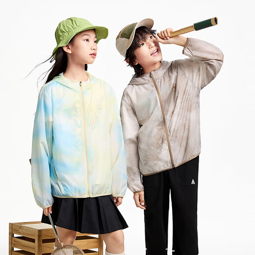 Annil children's clothing boys and girls sun protection jacket 2025 new summer outdoor light and cool waterproof hooded yellow blue flower 110