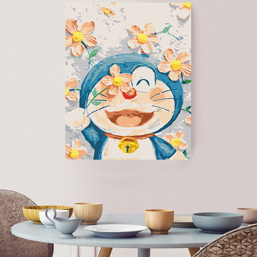 DIY数字油画海绵宝宝哆啦A梦可爱手绘画手工减压油画diy填色 1052 50*65绷好2.5cm加厚框