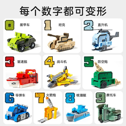 
Live stone digital deformation toy robot King Kong large building blocks children's educational toys boys 3-6th birthday gift Gift box 0-9 numbers [large size + integrated robot] 4 years old 10 years old Children's Day gift