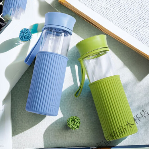 Lock Lock Water Cup Creative Men and Women Transparent Glass Estudiante Filtro resistente al calor de la taza de té portátil LLG673 LLG679 Azul-Con Mango de embalaje 500ml