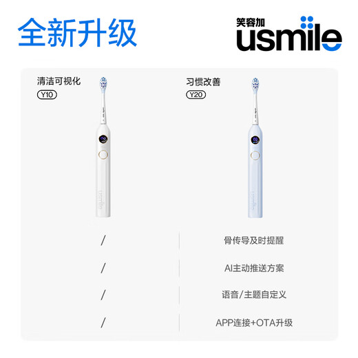 usmile笑容加Y20电动牙刷 骨传导语音提醒 早清新晚去渍 蓝牙APP 成人男女情侣生日实用父亲节礼物 Y20净蓝