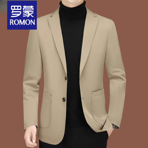
ROMON casual suit men 2025 new men's suit middle-aged single spring and autumn jacket slim thin top suit jacket hiding blue ZJ9889 L 175