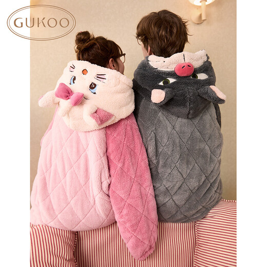 Gukoo Pajamas Couple Winter Disney Co-branded New Cotton Warm Men's Home Clothing Set D Disney Couple Set XL Men