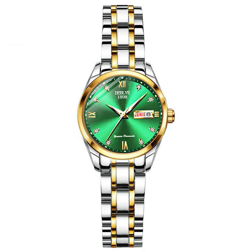 
Shanghai official website fully automatic mechanical women's watch women's waterproof luminous diamond-inlaid double calendar Korean female student wrist high-end women's 690-white silver belt adjusting watch