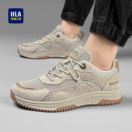 HaiLan Home (HLA) men's shoes for summer breathable outdoor workwear shoes for men's casual shoes HAAGZM1EHB008 sand color 41