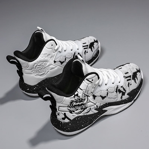 Dai shuai Venom James Basketball Zapatos 10 ~ 15 años Mesh de primavera y otoño sin deslizamiento transpirable Mid-hiedra de zapatillas genuinas KKL9871 Botones giratorios en blanco y negro 35