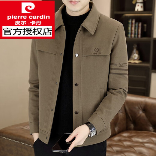 
Pierre cardin men's lapel jacket 2025 new spring and autumn work jacket light business casual jacket middle-aged and young top 826 khaki L 110-125 Jin [Jin equals 0.5 kg]