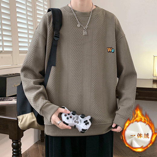 Verdickter Männer-Sweatshirt ohne Hüte im Herbst und Winter, gestricktes Basishemd lässig und vielseitige Jacke ca. weiß C7029 [verdickt mit Samt] M etwa 90110jin [Jin ist gleich 0,5 kg]