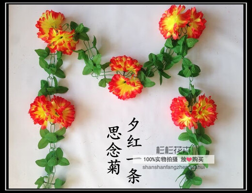 Simulated chrysanthemum strips, flower vines, cemetery tombstones, hanging flowers, decorative silk flowers, artificial flowers, plastic pull flowers, Qingming memorial 23CM extra large autumn chrysanthemum, yellow and white, one each